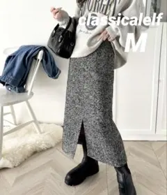 classicalelf M ツイードヘリンボーンハイウエストタイトスカート