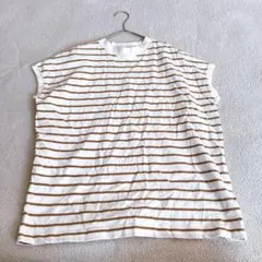 美品✨コーエン（F）ボーダー ノースリーブ カットソー ブラウン