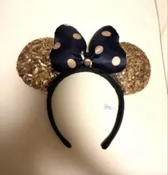 ディズニー カチューシャ スパンコール ミニー　ゴールド