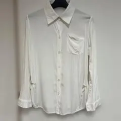 ホワイト ボタンアップ 長袖シャツ