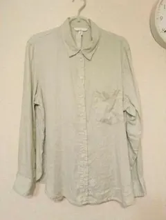 【H&M】リネン長袖シャツ M ミントグリーンのサムネイル