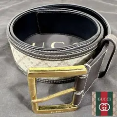 GUCCI グッチ ベルト スクエアバックル キャンバス ディアマンテ レザー