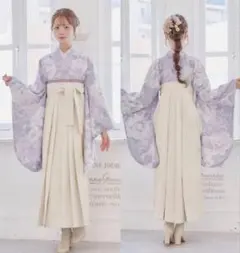 袴セット ラベンダーグレー地✕オフホワイト 大学生 卒業式