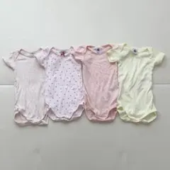 プチバトー 半袖 ロンパース 67cm 6m 4枚セット 女の子 ボディスーツのサムネイル