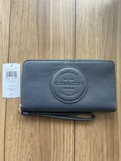 COACH 長財布　レザー　ネイビー