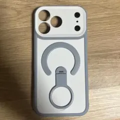 iPhone17pro max用ケース スタンド機能付き グレー