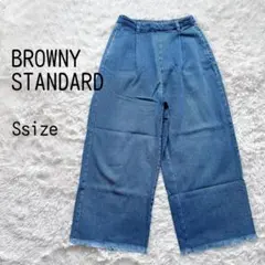 ●美品● BROWNIE デニム ワイドパンツ フリンジ ウエストゴムのサムネイル