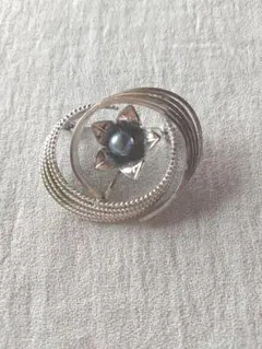 ブローチ シルバー 花 パール ヴィンテージ アクセサリー