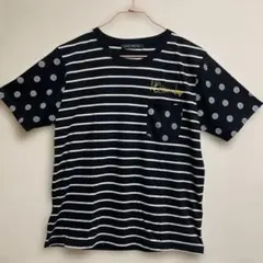 WORLD WIDE LOVE! ストライプドットTシャツ 半袖