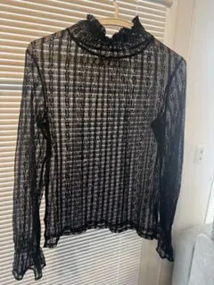 Ray BEAMS レース ハイネック 長袖 ブラウス ブラックのサムネイル