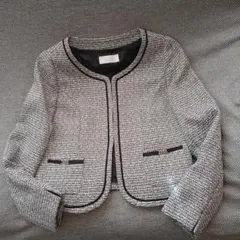 ノーカラーツイードジャケット グレー系