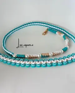 スマホショルダーストラップ (波波) ターコイズブルー　推しカラー　パラコード