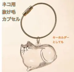 ネコ型 毛保存透明カプセル キーホルダー 記念用　毛玉入れ　抜け毛　猫