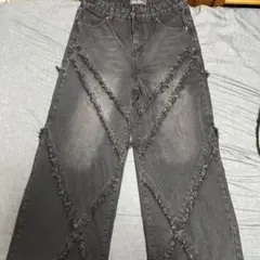 バギーデニム　フリンジデザイン　y2k