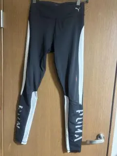 PUMA ブラック ホワイト タイツ Lサイズ