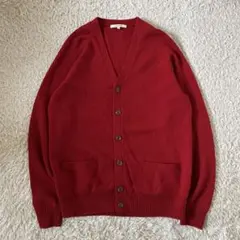 00s】オールドユニクロ　y2k 古着　ラグラン　カーディガン　ウール　Vネック