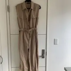 ZARA ノースリーブ オールインワン ベージュ L