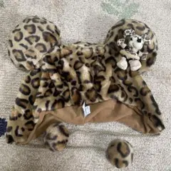 ヒョウ柄ミニーマウス帽子