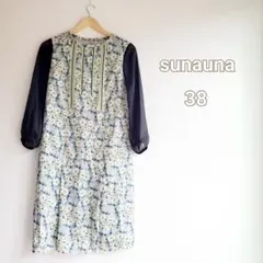 美品　sunauna ワンピース　花柄　38　スーウーナ
