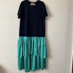 ワンピース　VIVAYOU ネイビー/ターコイズ 半袖カットソーワンピースのサムネイル