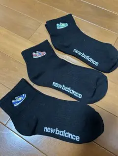 new balance 黒 スニーカーソックス 3足セット　刺繍
