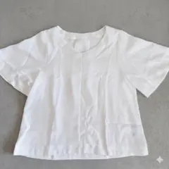 GU ジーユー エアリーVネックブラウス 半袖 ホワイト 白 M オフィス