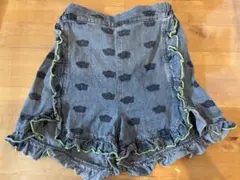 130 マーキーズ　フリル付き デニムショートパンツ 花柄 キッズ 女の子