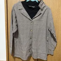 ブラウン系チェック柄シャツ Mサイズ