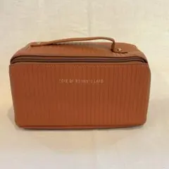 ☆　化粧ポーチ 大容量 メイクバッグ コスメ仕切りポーチ　PUレザー　キャメル
