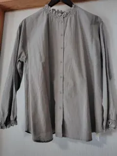 新品　SM2 衿刺繍シャーリング前開きブラウス