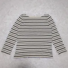 無印良品 ボートネック ボーダー長袖Tシャツ【L】コットン100%