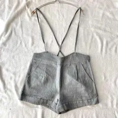 【アダムエロぺ】サロペット ショートパンツ 肩紐調整可 綿麻混 横ファスナー36のサムネイル