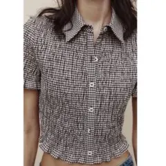 ZARA クロップドギンガムチェックシャツ