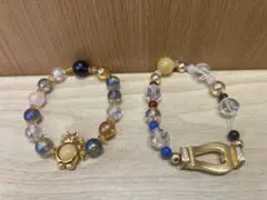 カラフルビーズとクリスタルブレスレット