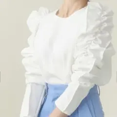 PICCIN エアーパフスリーブブラウス ピッチン ブルー サックス - メルカリ