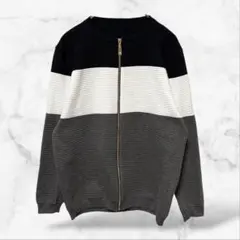 フルジップノーカラージャケット 上着 ボーダー メンズ 動物 アニマル シンプル