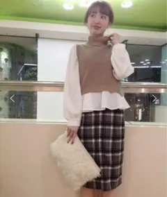 【フーズフーチコ】ニットベスト　レイヤード　F 秋冬