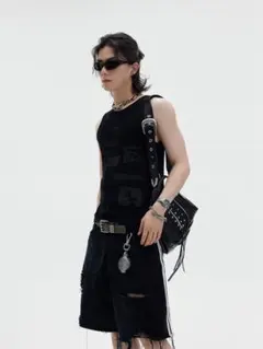 Peoplestyle モードタンクトップ　ノースリーブカットソー　Y2K