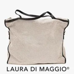 LAURA DI MAGGIO レザートート イタリア製 アイボリー×黒