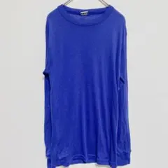 wickers 青 長袖Tシャツ　カジュアル　無地　シンプル　ロングＴ