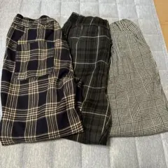 140センチ　チェック柄長ズボン（3点セット）