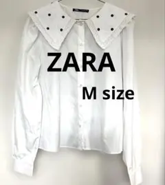 値下げ！ZARA 花柄刺繍　襟付きブラウス