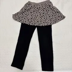スカート付きレギンス 130cm ベージュ・黒ドット