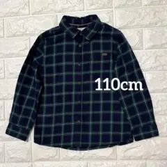 H&M ネイビーとグリーンのチェック柄長袖シャツ 110cm