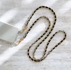 LUNA ゴールド ブラック ストラップショルダーチェーン