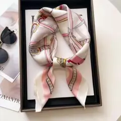 スカーフ　シルク風　ストール　レディース　薄手　ピンク　レトロ