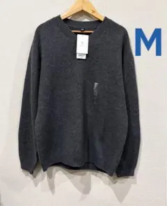 UNIQLO3DスフレヤーンVネックセーターMサイズダークグレー　新品　ユニクロ