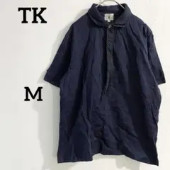 TK ネクタイ付き半袖シャツ ネイビー ドット柄 モード クールビズ Mのサムネイル