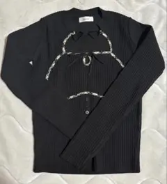 Darich フロントオープンリブニットトップス ブラック