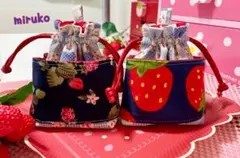 ❤︎いちご柄❤︎巾着❤︎2個セット❤︎ハンドメイド❤︎